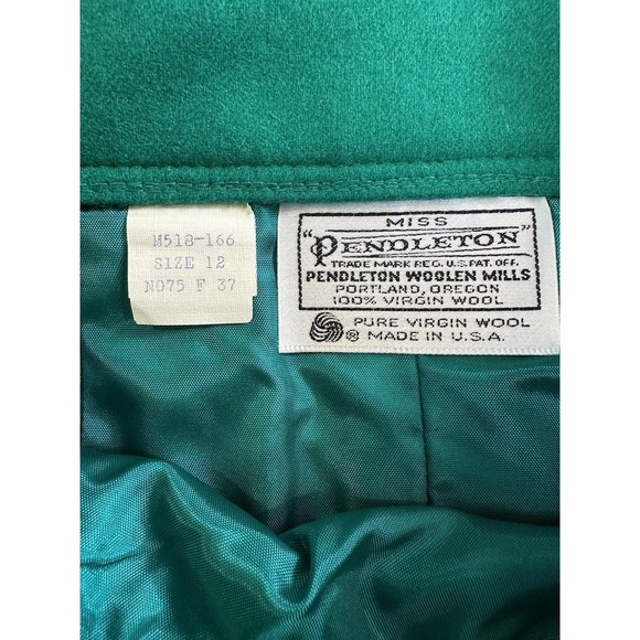 Vtg Pendleton Wool Green 2 Piece Blazer & Skirt Set Academia Sz M Office Work - Picture 3 of 15